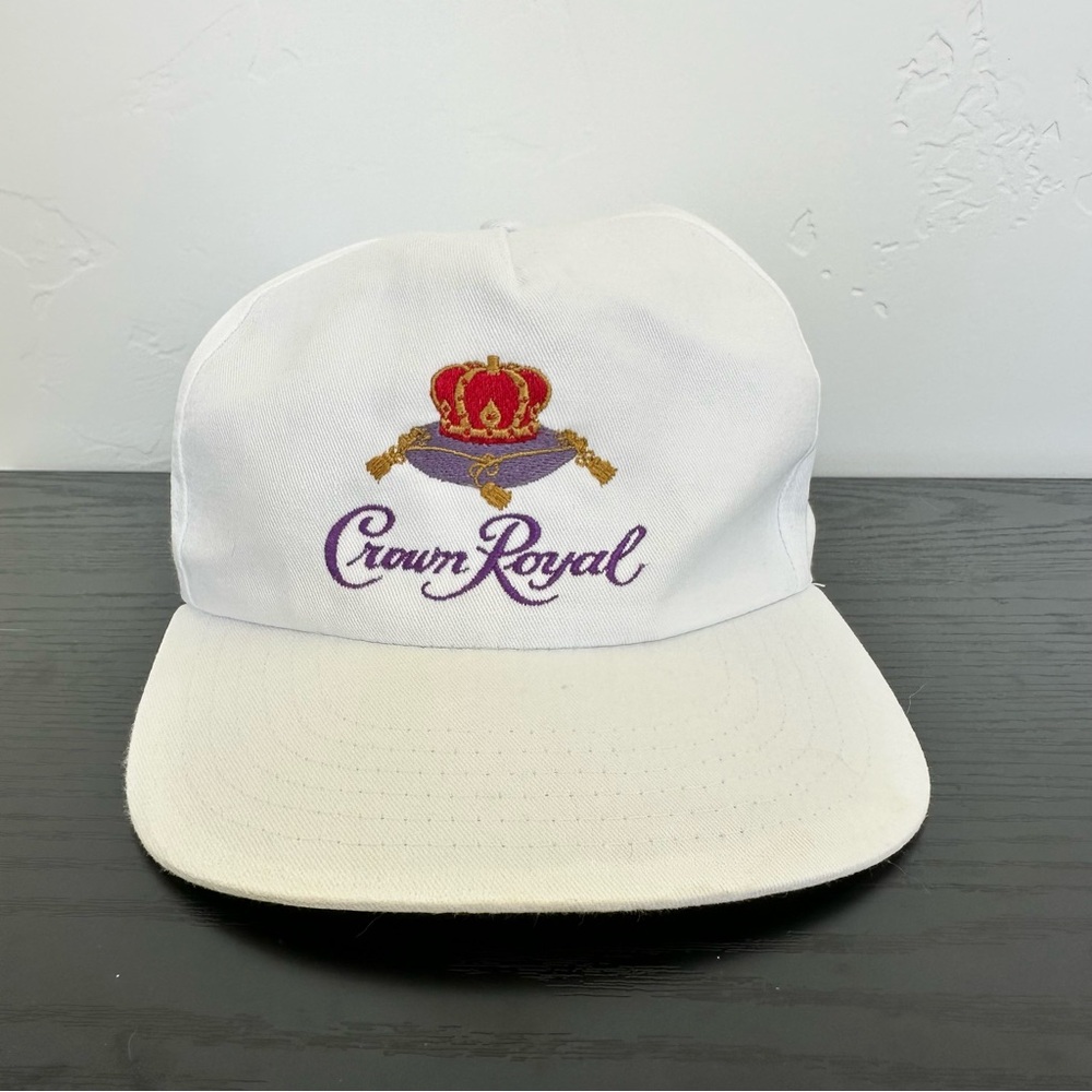 Vintage Crown Royal White Cap with Embroidered Logo